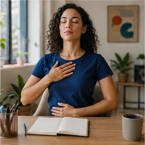 Exercício calmante de respiração 4 por 4